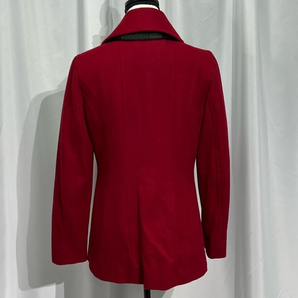 Anne Klein Single Breasted Red Wool Coat with Scarf - size Small - Picture 6 of 16